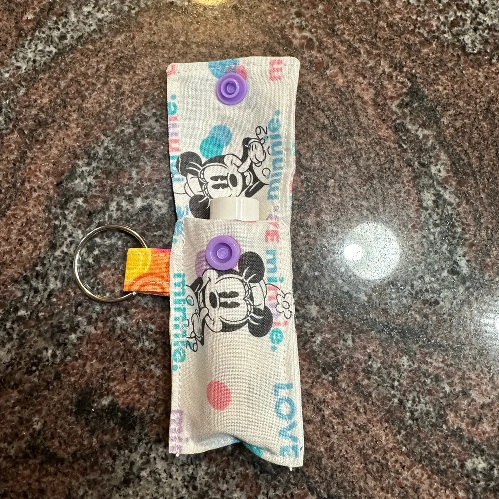Handmade lip balm holder keychain- Minnie Mouse